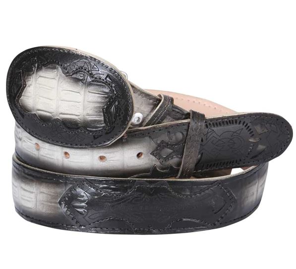 Men's Cowboy Belt -Imitation Tail alligator - Black 707 main image 0
