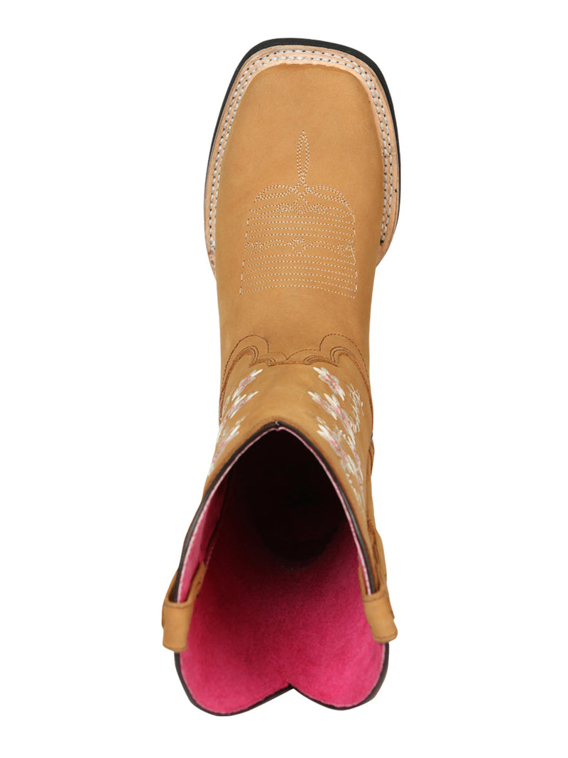 El General Women's Boots Western Toe Rodeo Leather Nobuck Durazno 44644