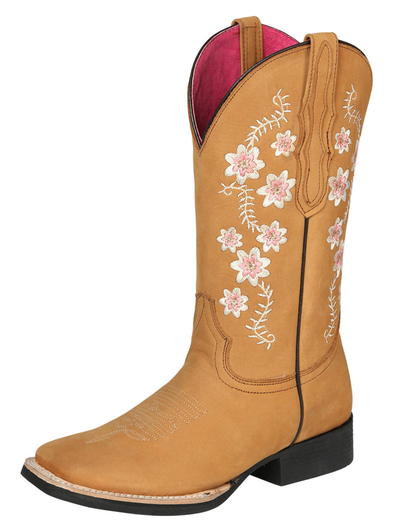 El General Women's Boots Western Toe Rodeo Leather Nobuck Durazno 44644
