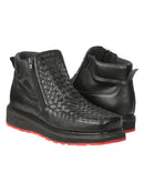ELGENERAL  Men’s Woven Ankle Boots with Zipper, Black