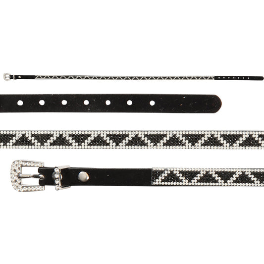EL GENERAL Faux Leather Geometric Rhinestone Pattern Hatband 45230