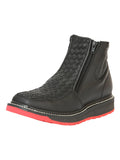 EL GENERAL Men’s Woven Petatillo with Zipper Ankle Boot, Black