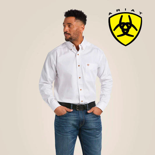 Camisa clásica de manga larga de sarga lisa ARIAT para hombre 10000503 