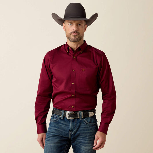 Camisa ajustada de sarga lisa ARIAT para hombre 10034226