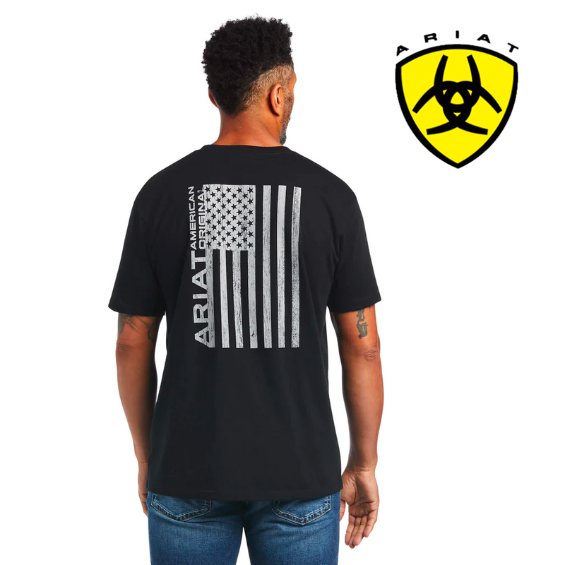 ARIAT Men's Woodgrain Flag SS T-Shirt 10040865