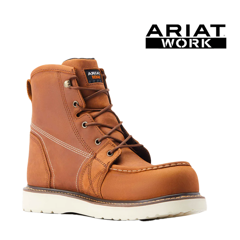 Ariat Men's Rebar Wedge Moc Toe 6 Inch Waterproof Composite Toe Work Boot 10044540