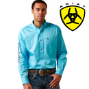 Camisa clásica de manga larga de sarga con logotipo del equipo ARIAT para hombre 10044940