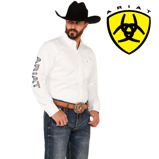 Camiseta clásica de sarga con logotipo del equipo ARIAT para hombre 10047242