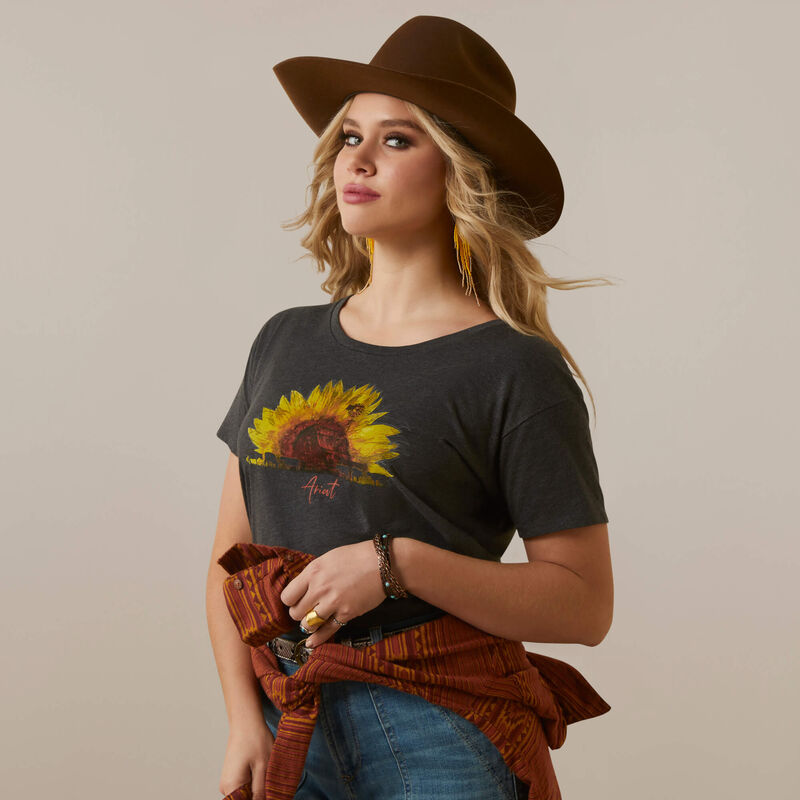 Camiseta ARIAT con estampado de vaca y girasol para mujer 10047640 