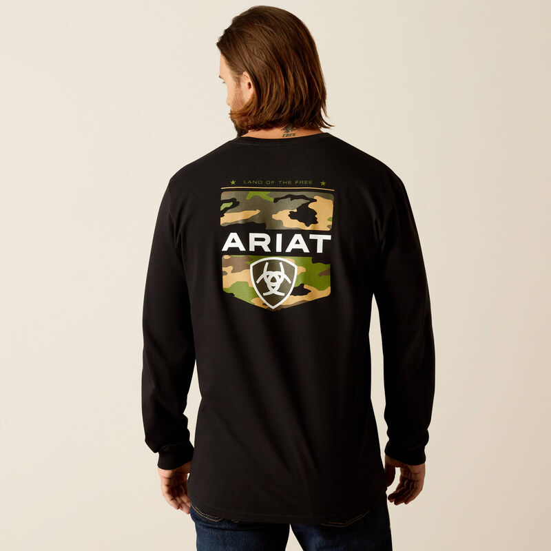 Camiseta de manga larga con camuflaje de escudo ARIAT para hombre 10052035 