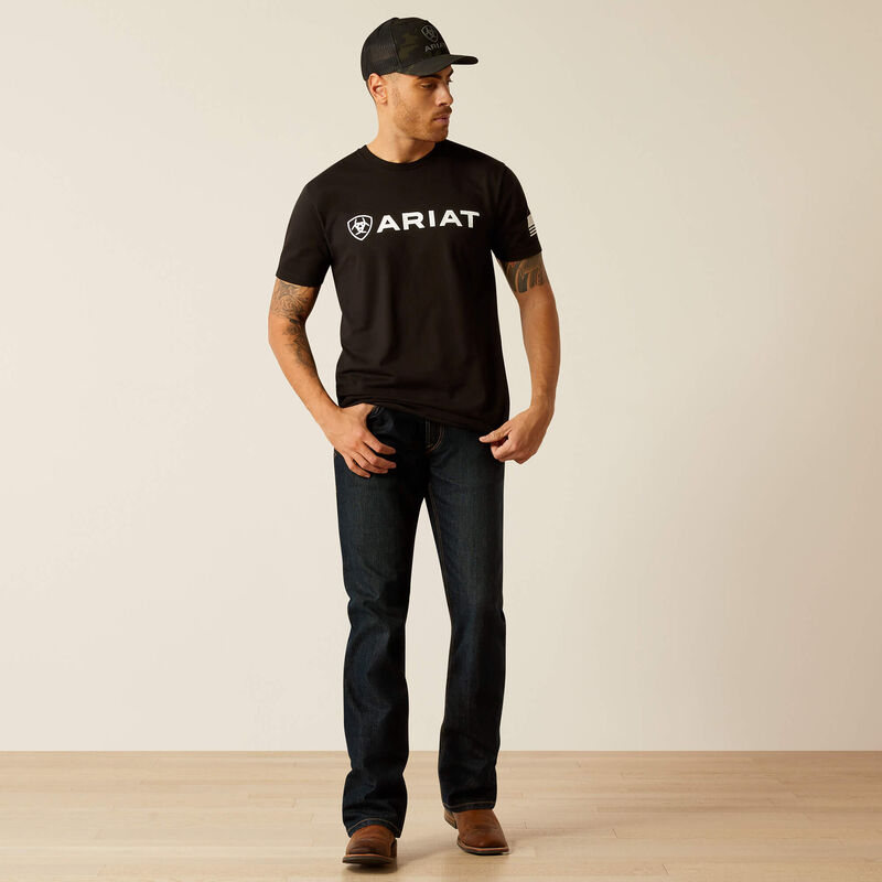 Camiseta de manga corta con bandera y escudo de ARIAT para hombre 10054197
