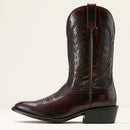 A brown ARIAT Men's Willie Western boot with a pointed toe and low heel.