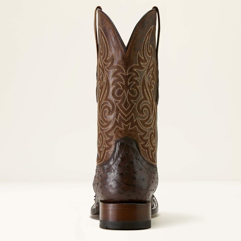 ARIAT Men's Classic Cash Ostrich Wide Square Toe Western Boot, Brown