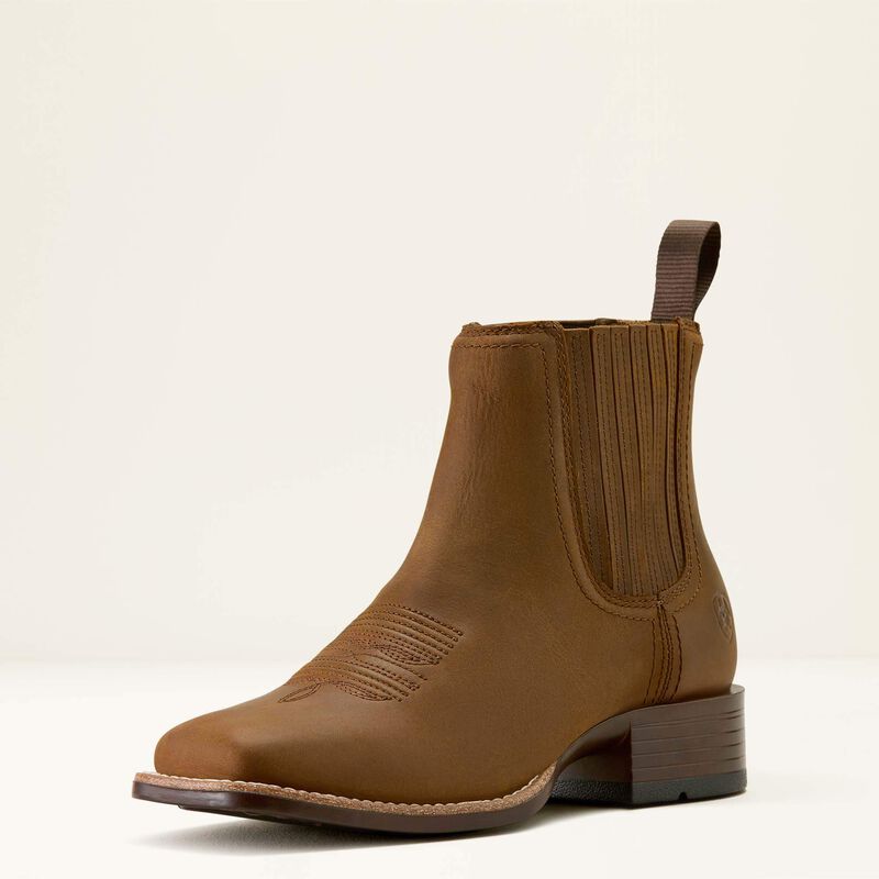 ARIAT Women's Booker Chelsea Wide Square Toe Western Boot, Brown