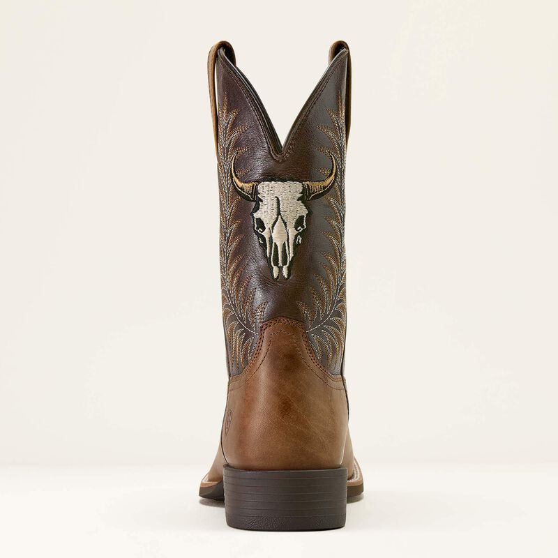 ARIAT Men's Sport Steer Skull Wide Square Toe Cowboy Boot