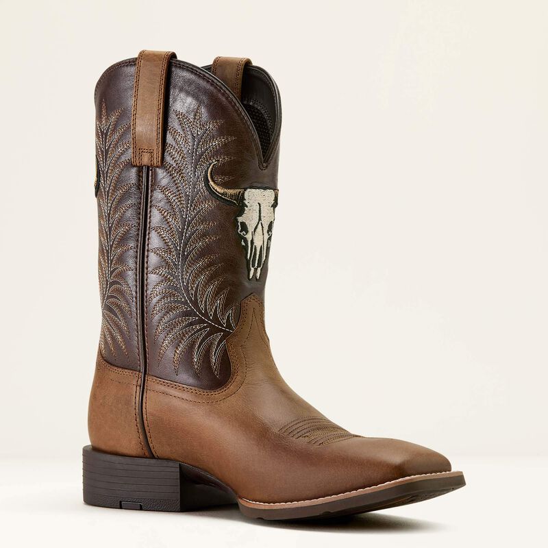 ARIAT Men's Sport Steer Skull Wide Square Toe Cowboy Boot