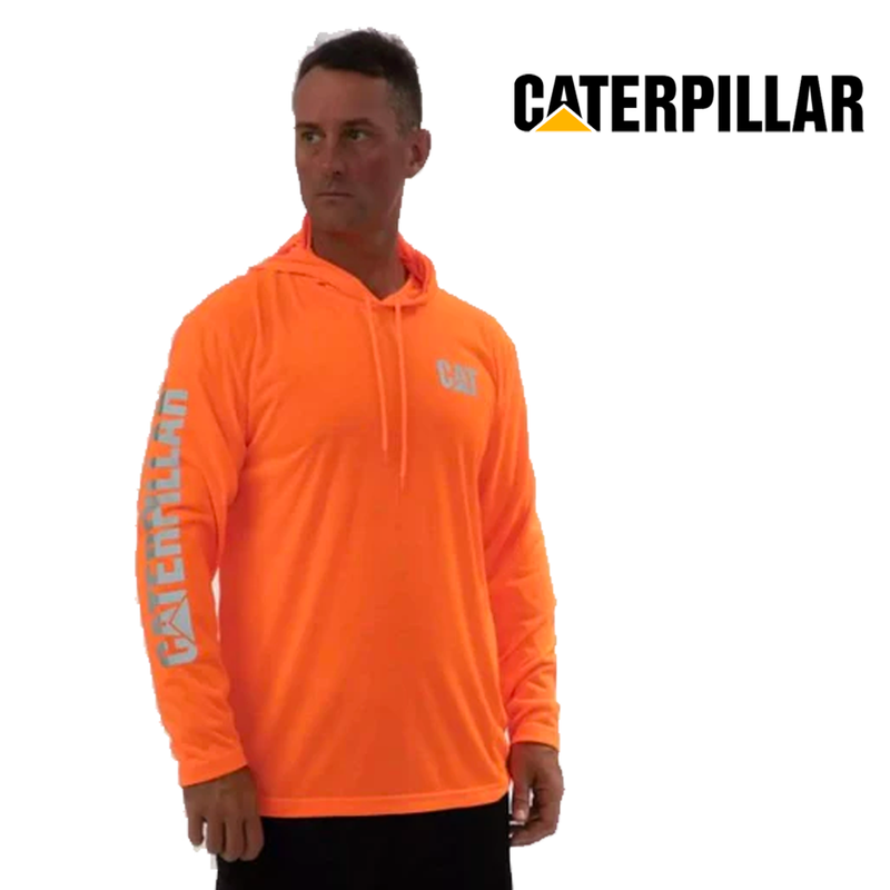 CATERPILLAR Men's Hi-Vis UPF Hooded Long Sleeve T-Shirt 1510568