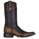 CUADRA Men's Black Leather Stingray Laser Narrow Square Toe CU628