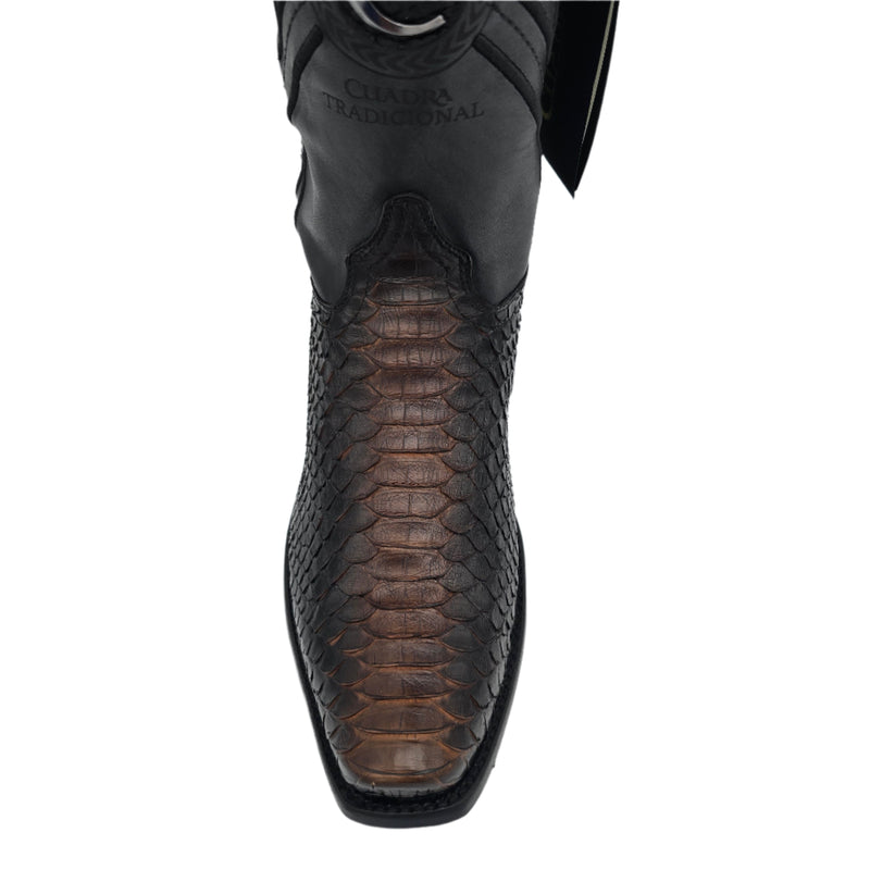CUADRA Men's 8 Inch Python Exotic Embroidery & Laser Woven Narrow Square Toe Western Boot CU849
