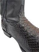CUADRA Men's 8 Inch Python Exotic Embroidery & Laser Woven Narrow Square Toe Western Boot CU849