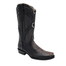 CUADRA Men's 8 Inch Python Exotic Embroidery & Laser Woven Narrow Square Toe Western Boot CU849