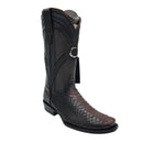 CUADRA Men's 8 Inch Python Exotic Embroidery & Laser Woven Narrow Square Toe Western Boot CU849