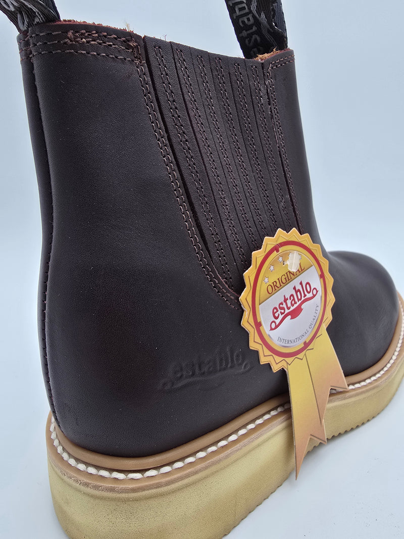 ESTABLO - Bota de trabajo Chelsea con punta redonda y suave para hombre 321