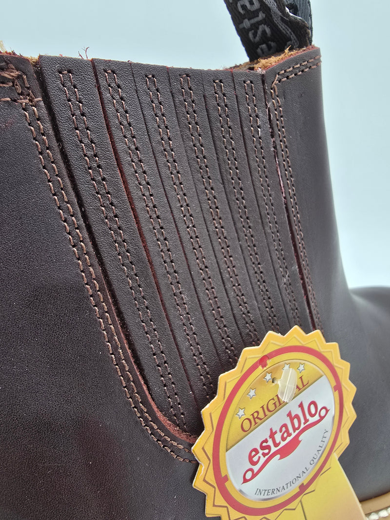 ESTABLO - Bota de trabajo Chelsea con punta redonda y suave para hombre 321