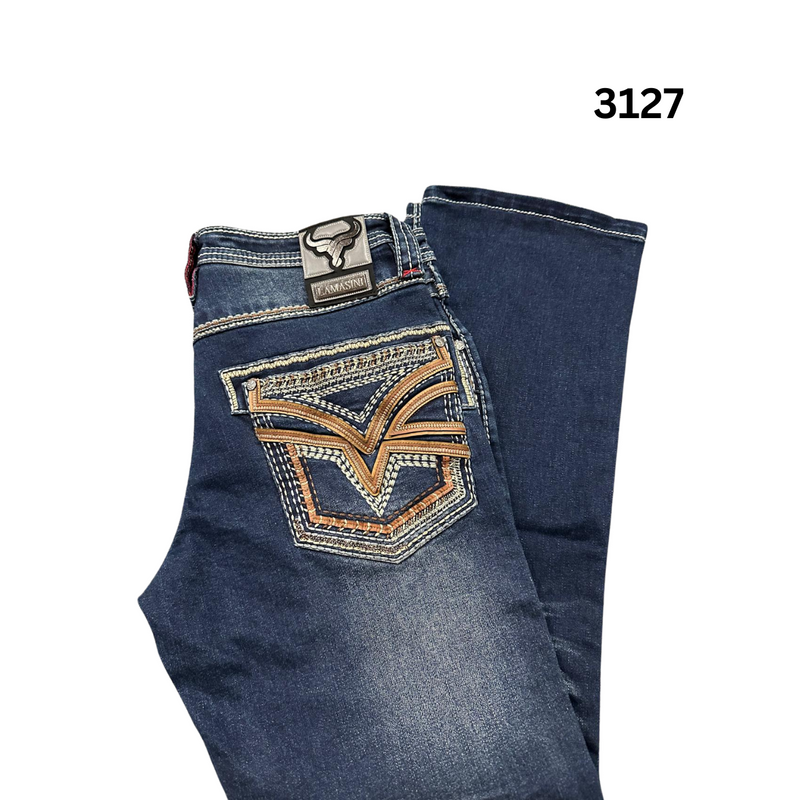 LAMASINI Men's Jeans Stretch Boot Cut LAM12101
