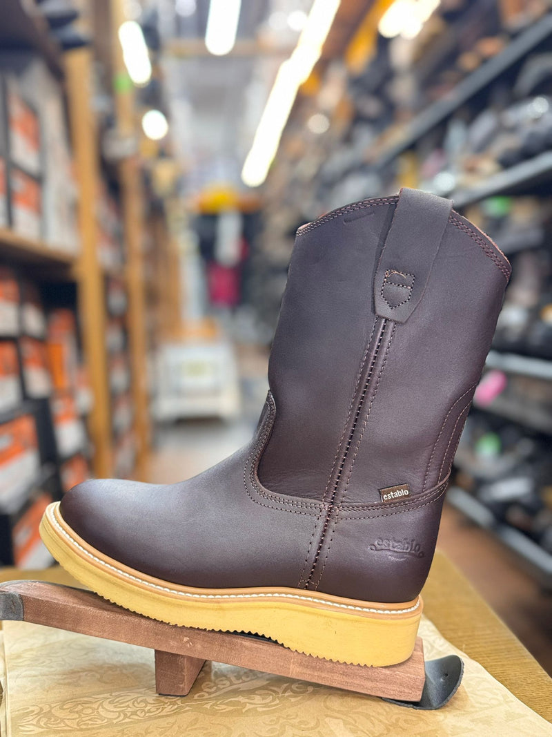 ESTABLO Men's Round Soft Toe Work Boot, Shedron