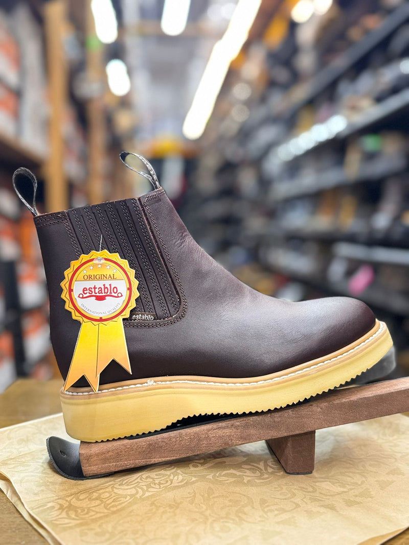 ESTABLO - Bota de trabajo Chelsea con punta redonda y suave para hombre 321