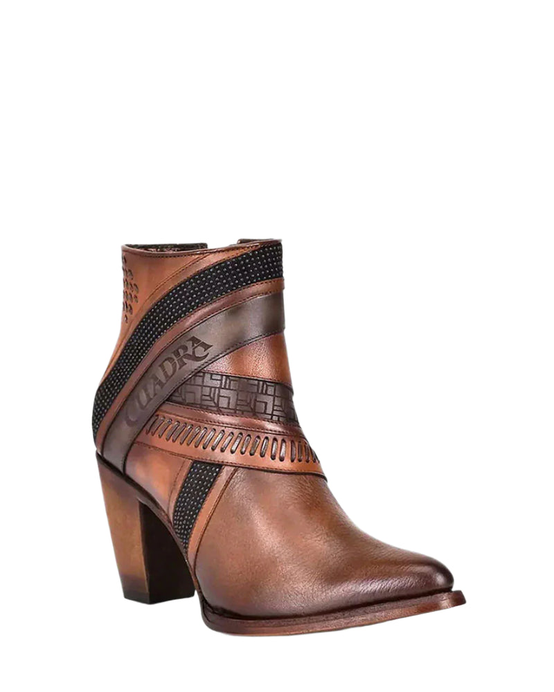 CUADRA Women's Ankle Engraved Bovine Leather Bootie CU619