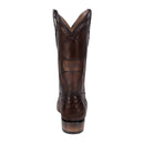 CUADRA Men's Copper Leather Caiman Laser & Embroidery Square Toe Western Boot