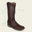 CUADRA Men's Copper Leather Caiman Laser & Embroidery Square Toe CU456