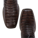 CUADRA Men's Copper Leather Caiman Laser & Embroidery Square Toe CU456