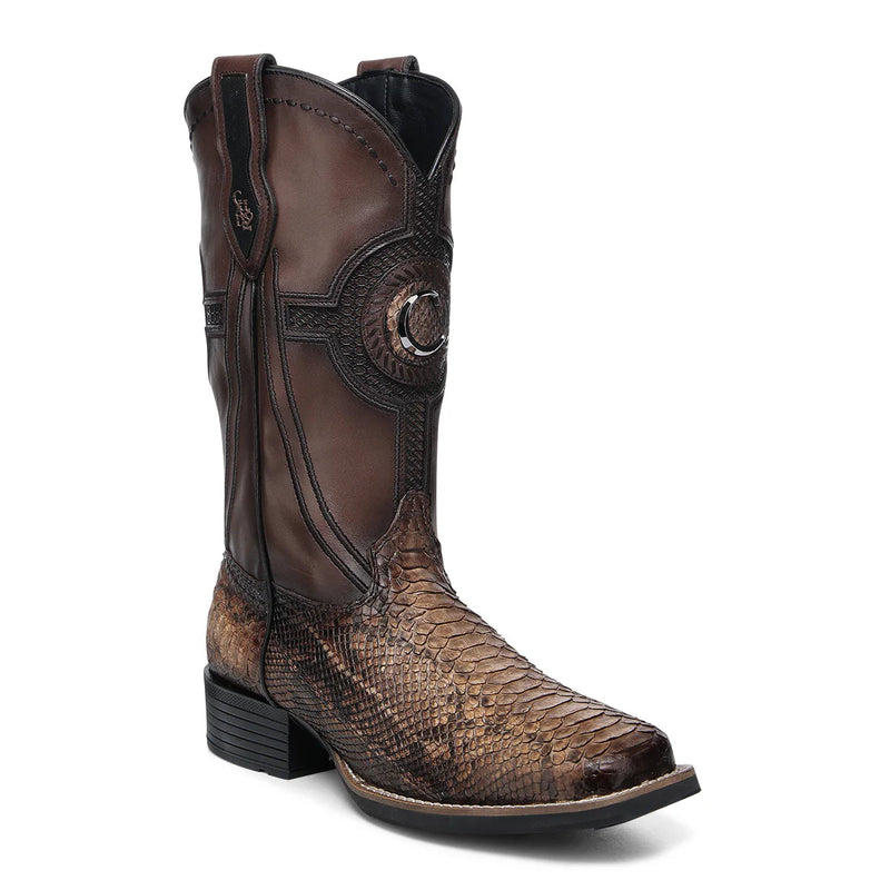 CUADRA Men's Honey Python Embroidery & Laser & Woven Boot