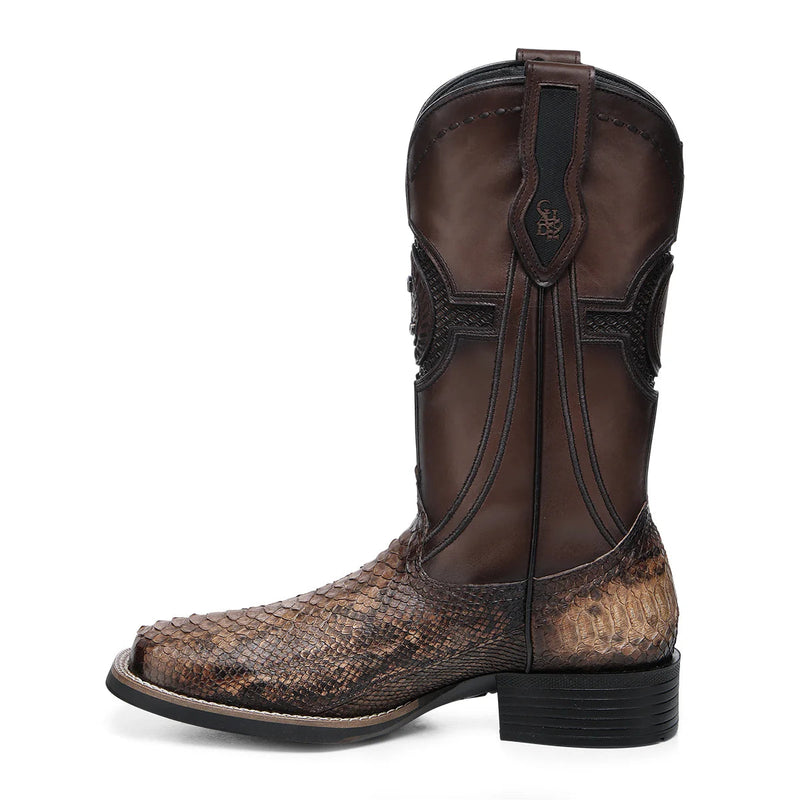 CUADRA Men's Honey Python Embroidery & Laser & Woven Boot