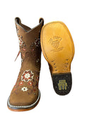 JAR BOOTS Botas vaqueras para niños con punta cuadrada de nobuck 2357