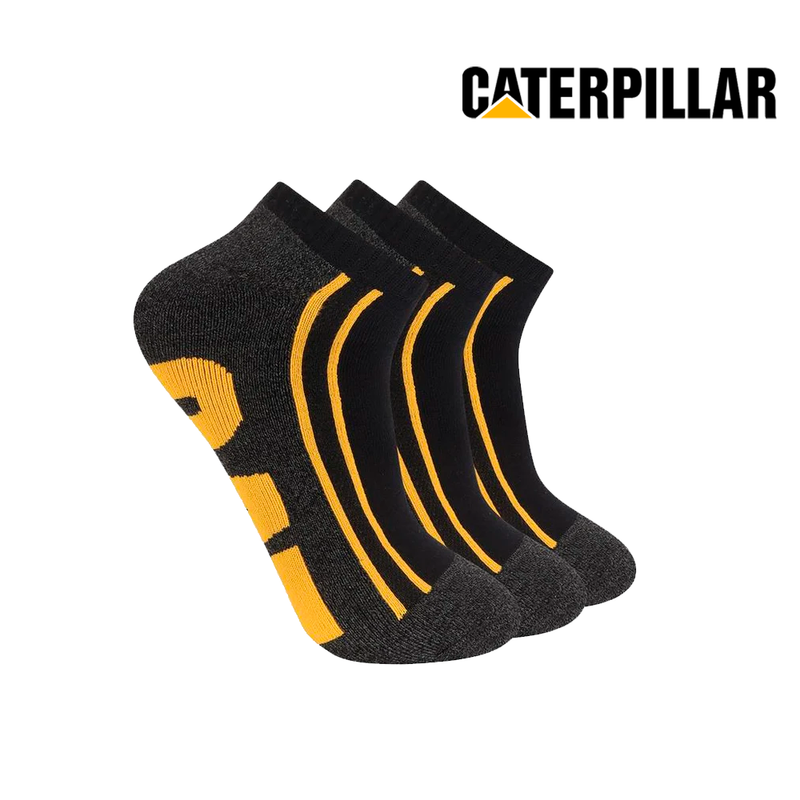 CATERPILLAR Men's Oversized Logo 1/2 Quarter Half Cush Socks (3 Pack) 43CT346708TA