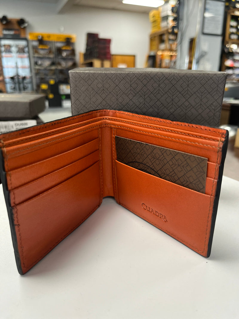 CUADRA Cartera negra con costuras exóticas para hombre DU307