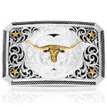 MONTANA Silversmiths Longhorn Cattle Drive Buckle Silver
