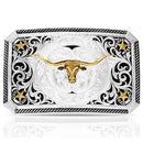 MONTANA Silversmiths Longhorn Cattle Drive Buckle Silver