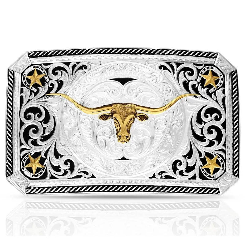 MONTANA Silversmiths Longhorn Cattle Drive Buckle Silver