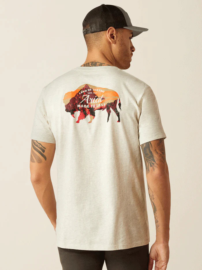 Camiseta de manga corta con estampado de bisonte para hombre de ARIAT 10052571