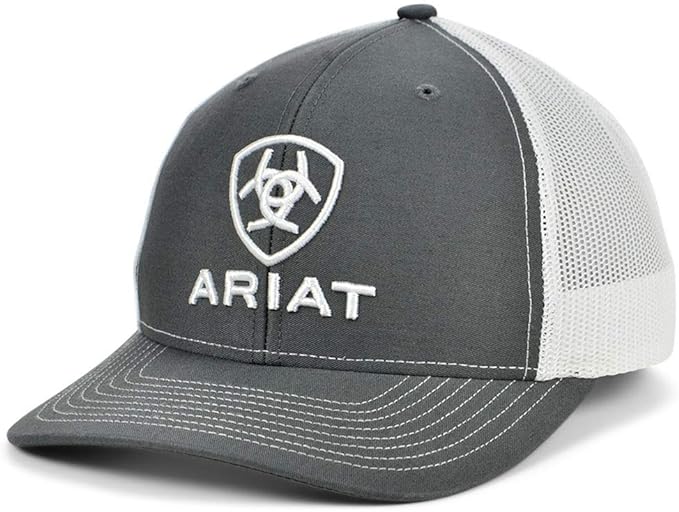 ARIAT Men's Grey and White Center Shield Logo Cap A300003206
