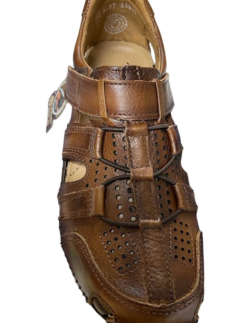 LOBO SOLO Men's SANDALIA  6597 LEATHER TUMBLED PREMIER CAMEL