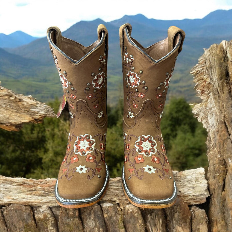 JAR BOOTS Kid's Western Boots Nobuck Square Toe 2357