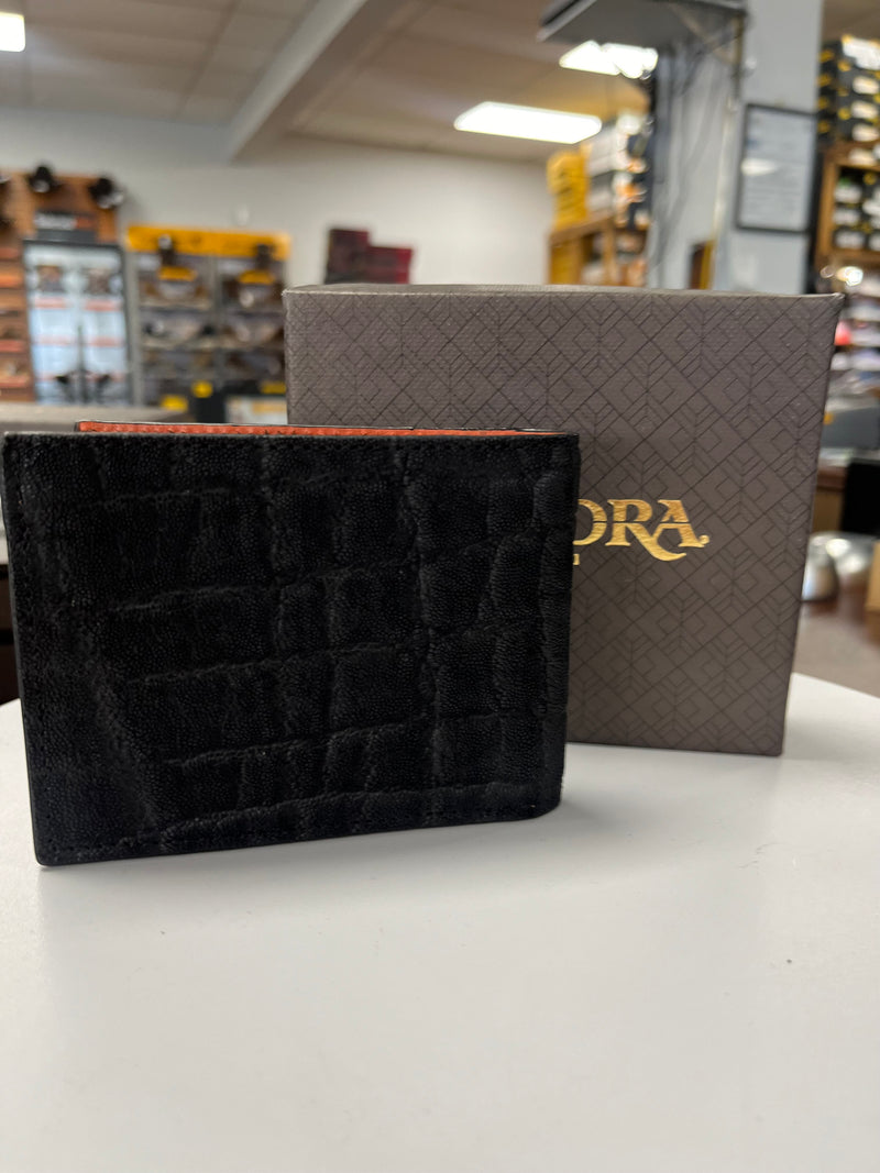 CUADRA Cartera negra con costuras exóticas para hombre DU307