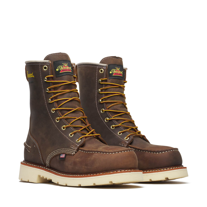 THOROGOOD Men's 8" Steel Toe Waterproof Moc Toe Boot , Brown