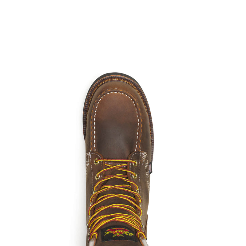 THOROGOOD Men's Work Boot 8" Steel Toe Waterproof Wedge Sole Moc Toe, Brown